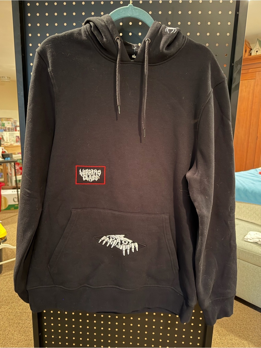 Lurking Class Black Pullover Hoodie with Patches